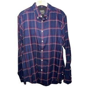 Rag & Bone Men’s Size XL Navy Blue Red Plaid Cotton Flannel Button Down Shirt
